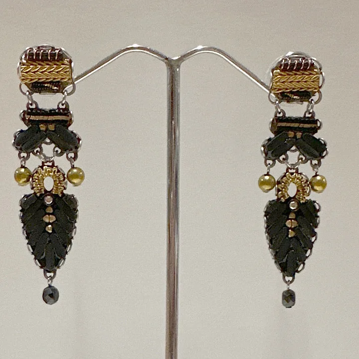 Micro star earrings-AYALABAR EARRINGS TALL GREY TEARS ON GOLD