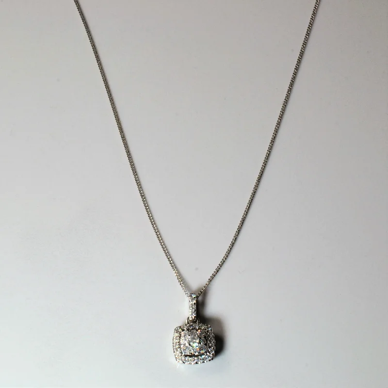 Detailed filigree necklaces-Diamond Cluster Halo Necklace | 0.53ctw | 20" |