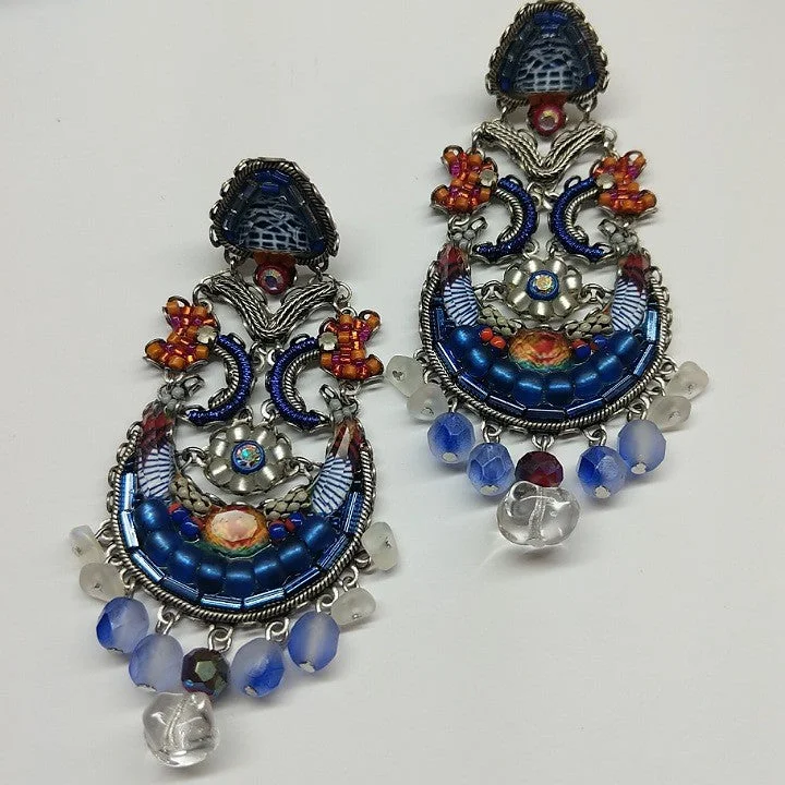 Offbeat pair earrings-AYALABAR EARRINGS LARGE BLUE ORANGE