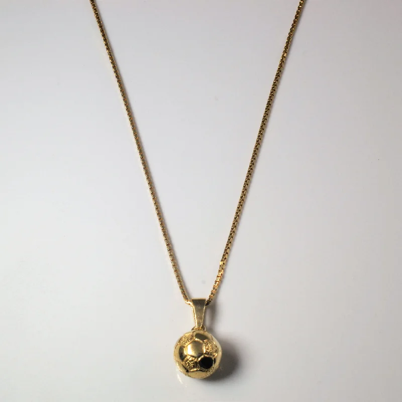 Stamped coin necklaces-Yellow Gold Soccer Ball Necklace | 14.5" |