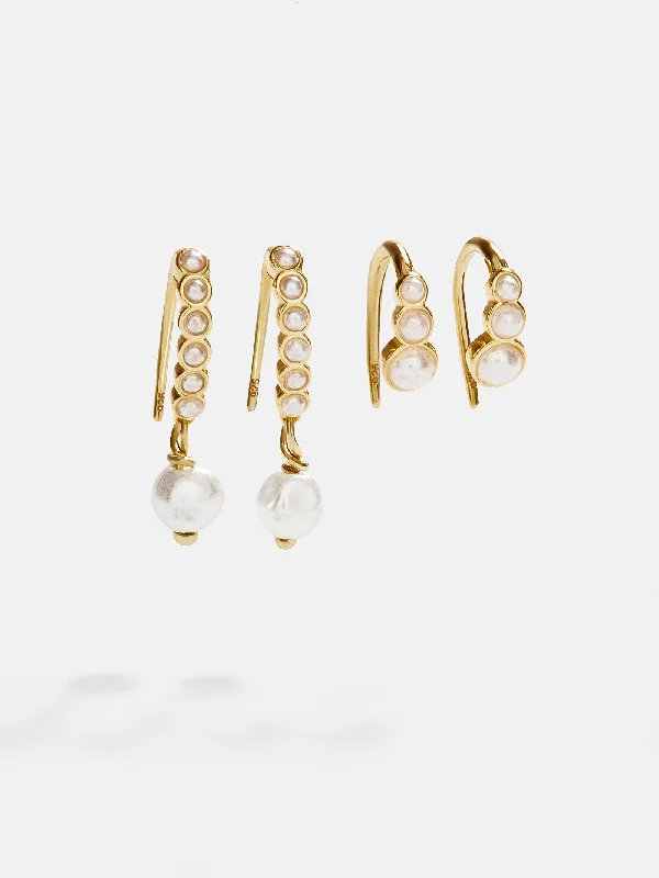 Bowed loop earrings-Lucia 18K Gold Earring Set - Gold