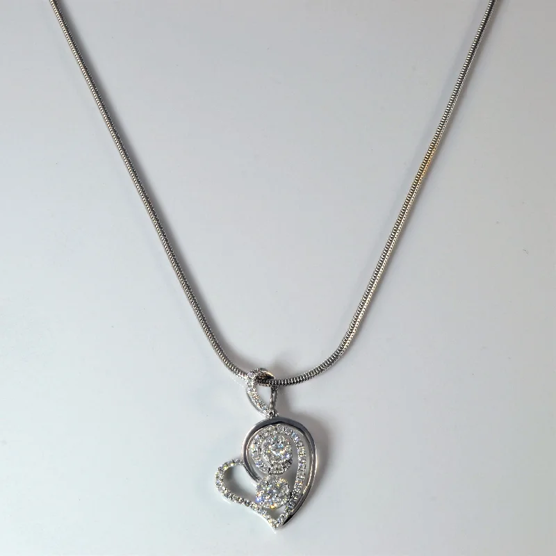 Star sign necklaces-Bypass Cluster Diamond Heart Necklace | 0.59ctw | 16" |