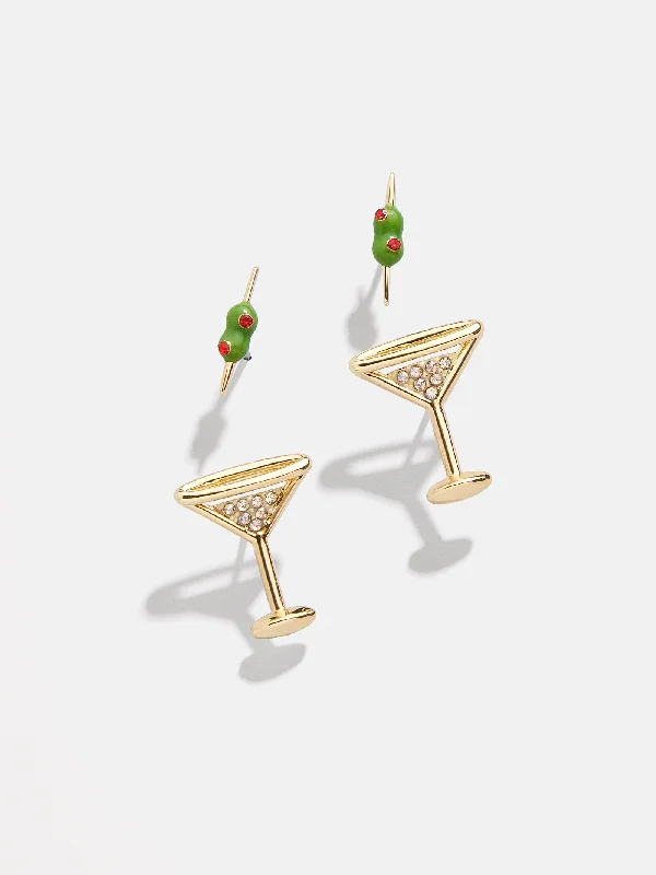 Offbeat pair earrings-Pimento Memento Martini Earring Set - Martini