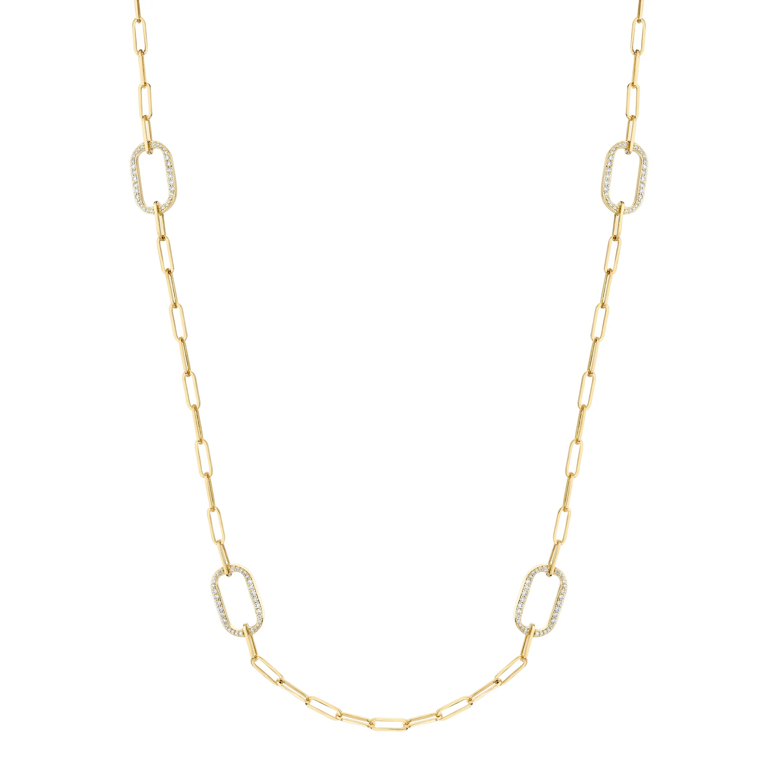 Ripple design necklaces-Pavé Link Station Necklace CN519