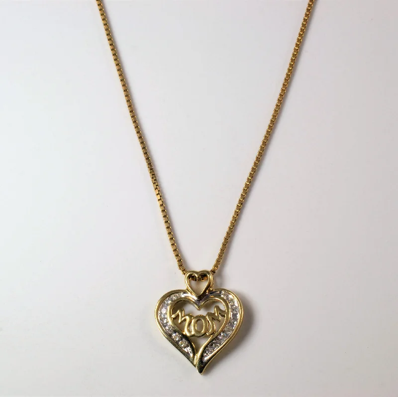 Silk tassel necklaces-Diamond Heart Mom Necklace | 0.16ctw | 24" |