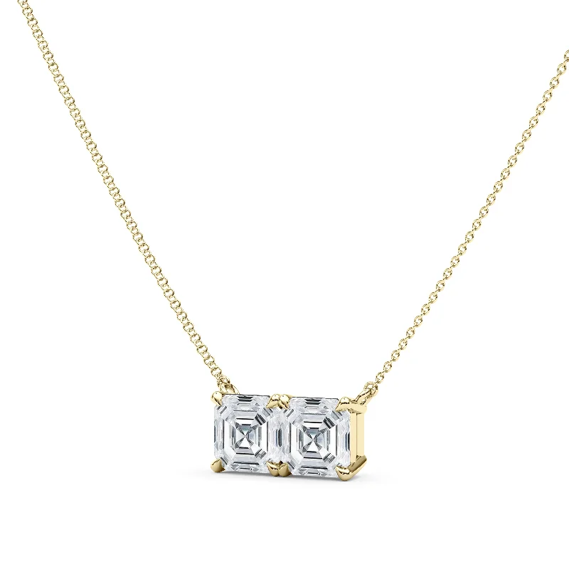 Rope weave necklaces-Twin Asscher Diamond Pendant