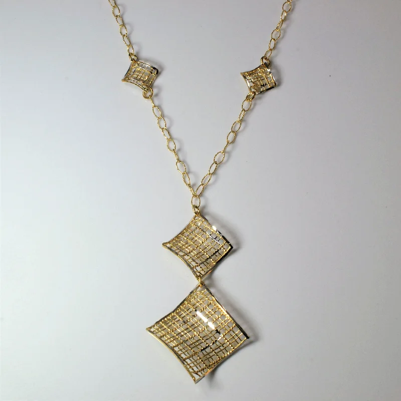 Woven tribal necklaces-Filigree Two Tone Gold Necklace | 17" |