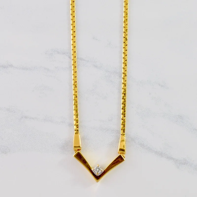 Bow knot necklaces-V Shaped Diamond Necklace | 0.12 ct SZ 18" |