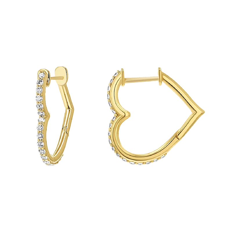 Embroidered earrings-Diamond Heart Hoops