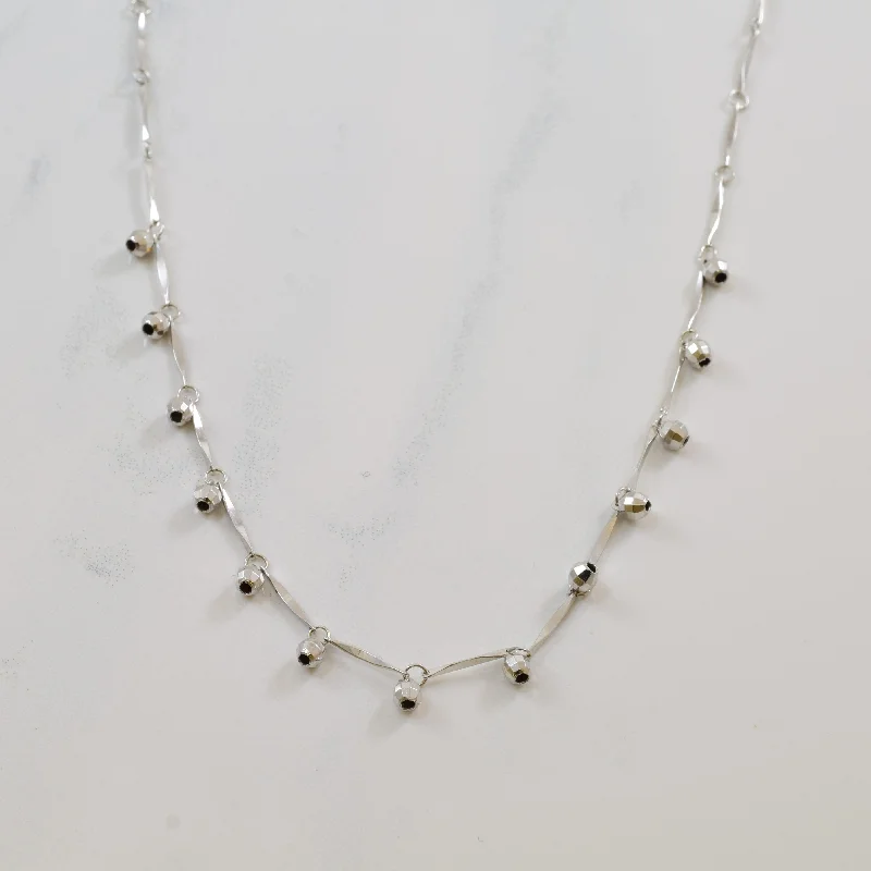 Akoya pearl necklaces-Diamond Cut Ball Necklace | 15.5" |