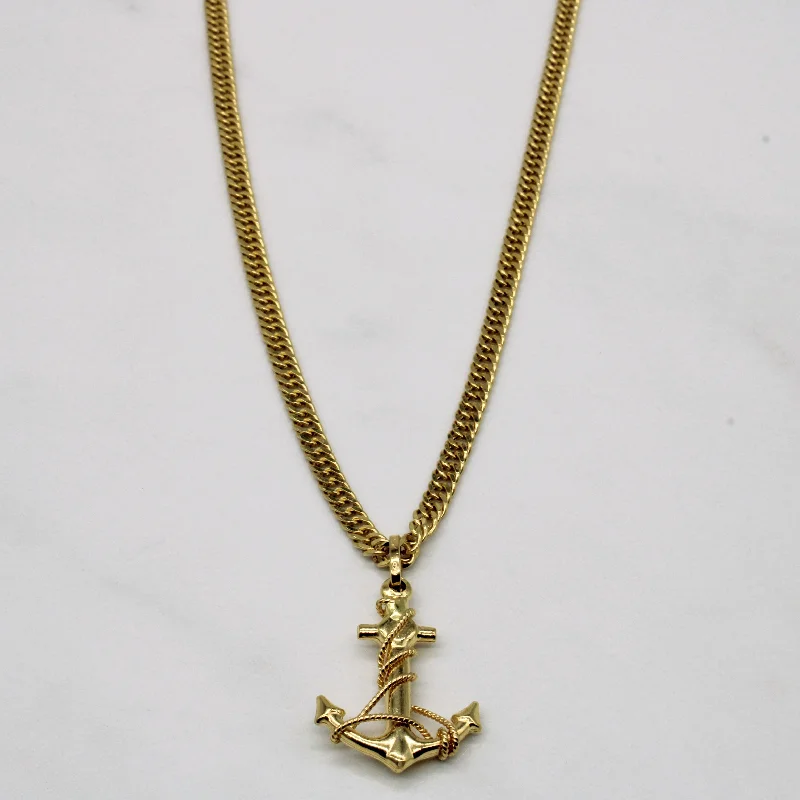 Jasper stone necklaces-Yellow Gold Anchor Necklace | 21" |