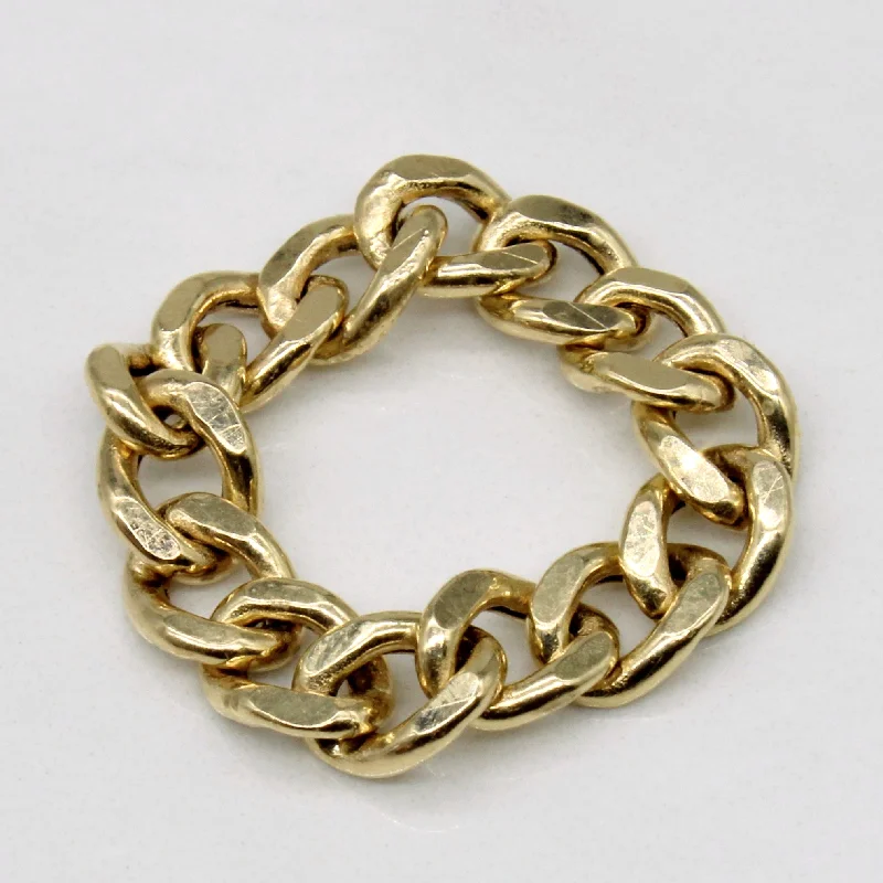 Wicker weave necklaces-14k Yellow Gold Curb Link Chain Ring | SZ 6 |