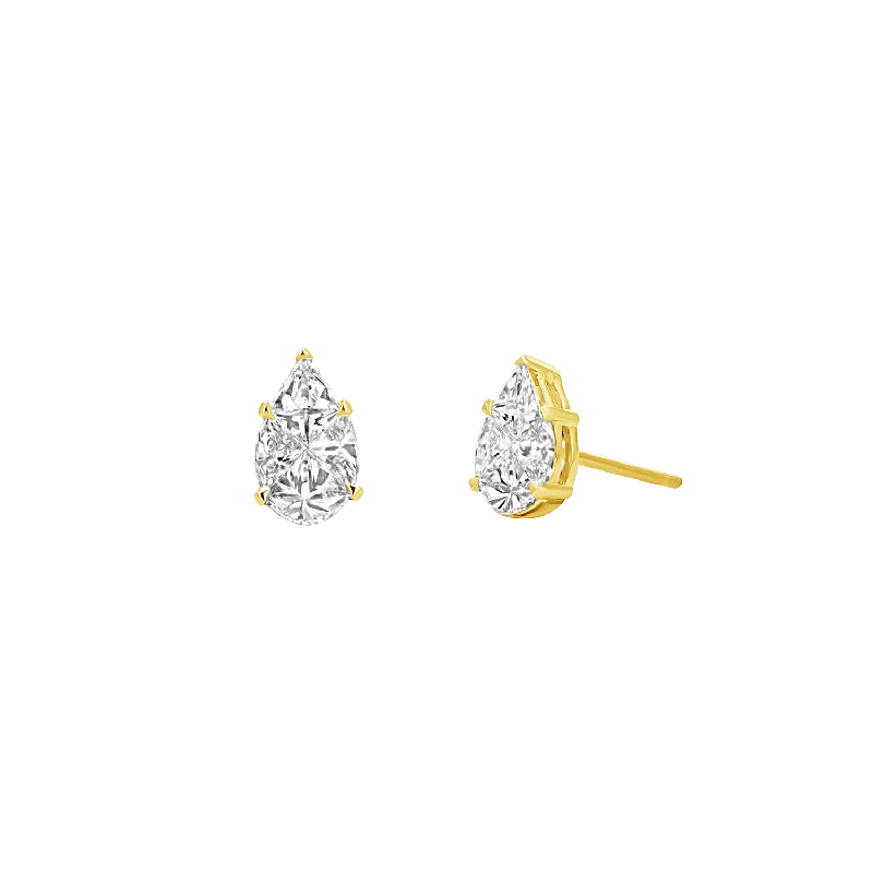 Sacred cross earrings-Pear Shape Illusion Set Diamond Stud Earrings