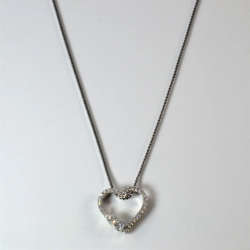 Planetary sign necklaces-Pave Diamond Heart Necklace | 0.36ctw | 16" |