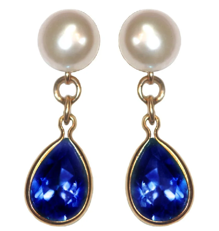 Flapper deco earrings-A+ Grade Cultured Freshwater Pearl Earrings September Cubic Zirconia 14K Gold-Fill