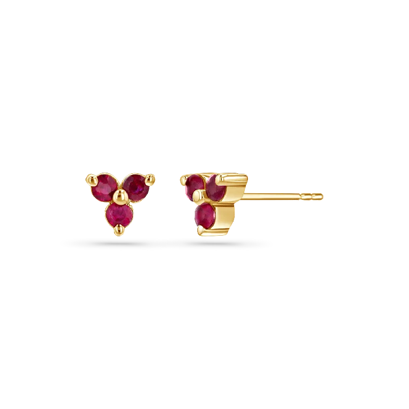 Solar phase earrings-Trio Ruby Studs