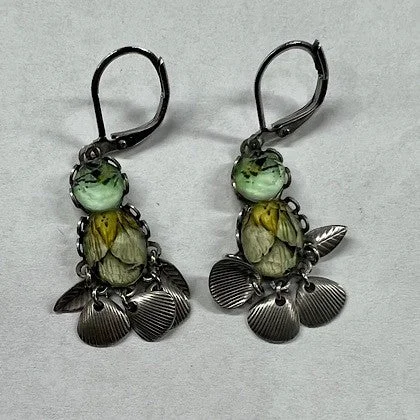 Token coin earrings-AYALABAR EARRINGS CLOSED HOOKS GREEN