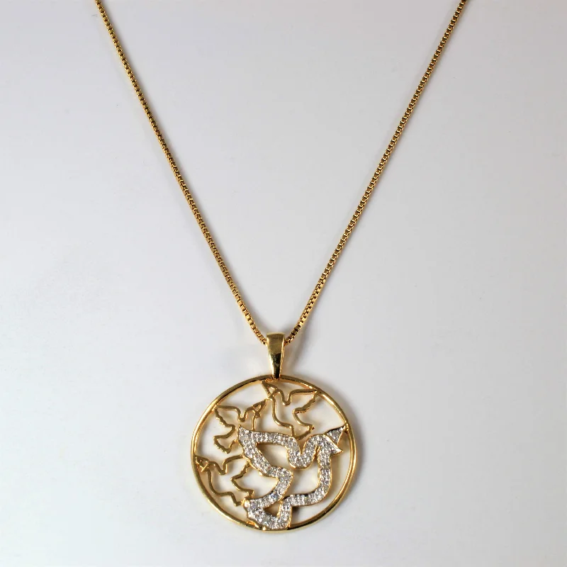 Polished wood necklaces-Flying Diamond Bird Filigree Necklace | 0.09ctw | 20" |