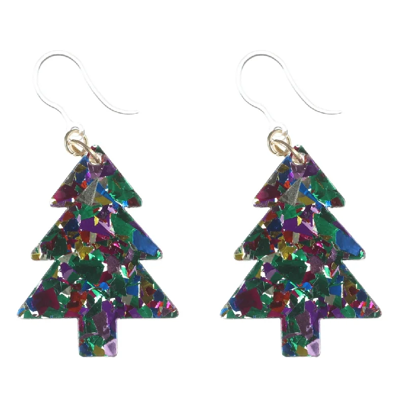 Sacred cross earrings-Confetti Tree Dangles Hypoallergenic Earrings for Sensitive Ears Made with Plastic Posts