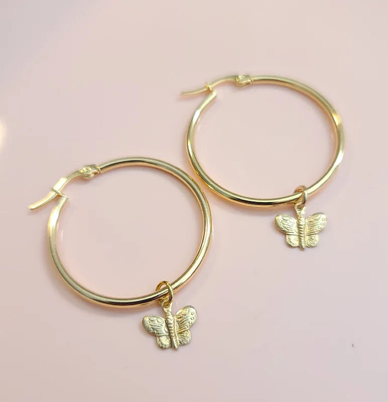 Knit bead earrings-Mariposa 14kt Gold Hoop Earrings