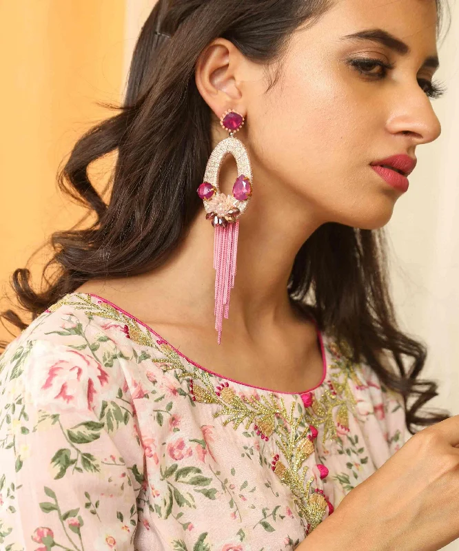 Token coin earrings-Rhinestones studded Geometrical Shapes with Long Tassel Design Artificial Fashion Dangler Earrings Jhumka for Girls Women