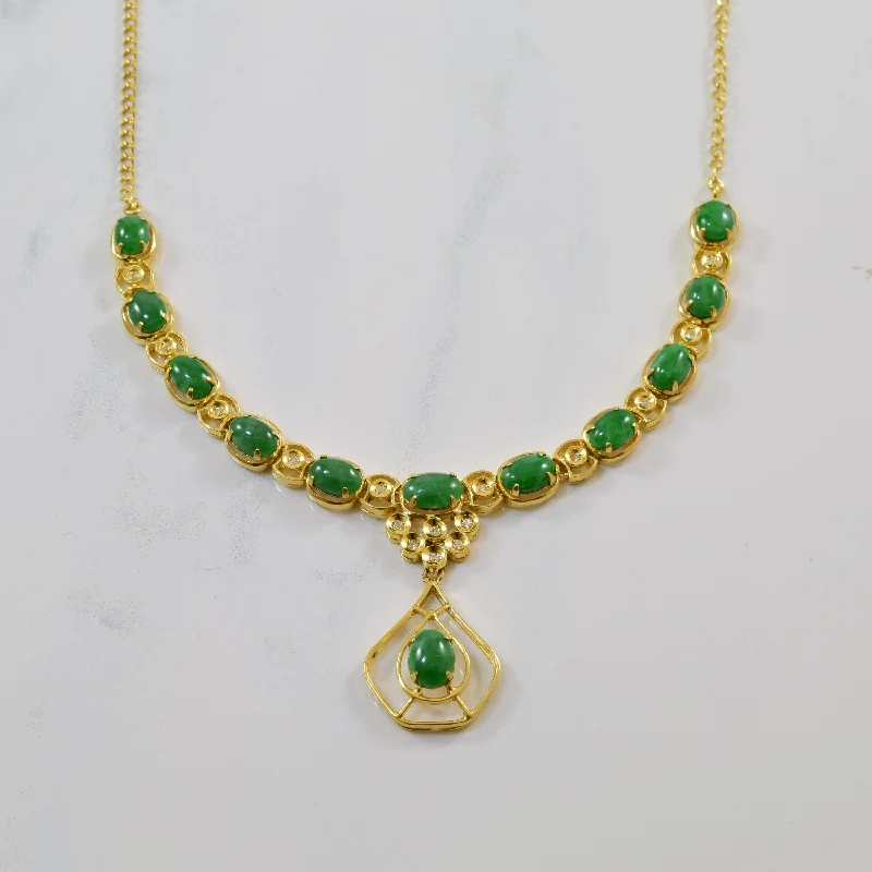 Smoky quartz necklaces-Jadeite & Diamond Necklace | 6.00ctw, 0.08ctw | 16.5" |