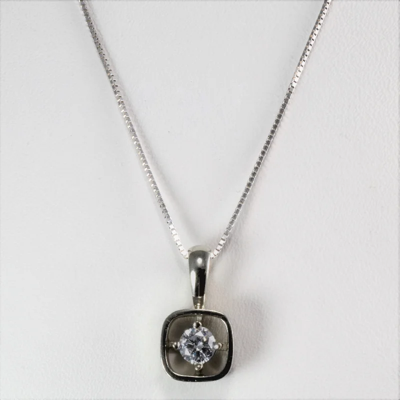 Vine motif necklaces-Solitaire Diamond Pendant Necklace | 0.30 ct, 18''|