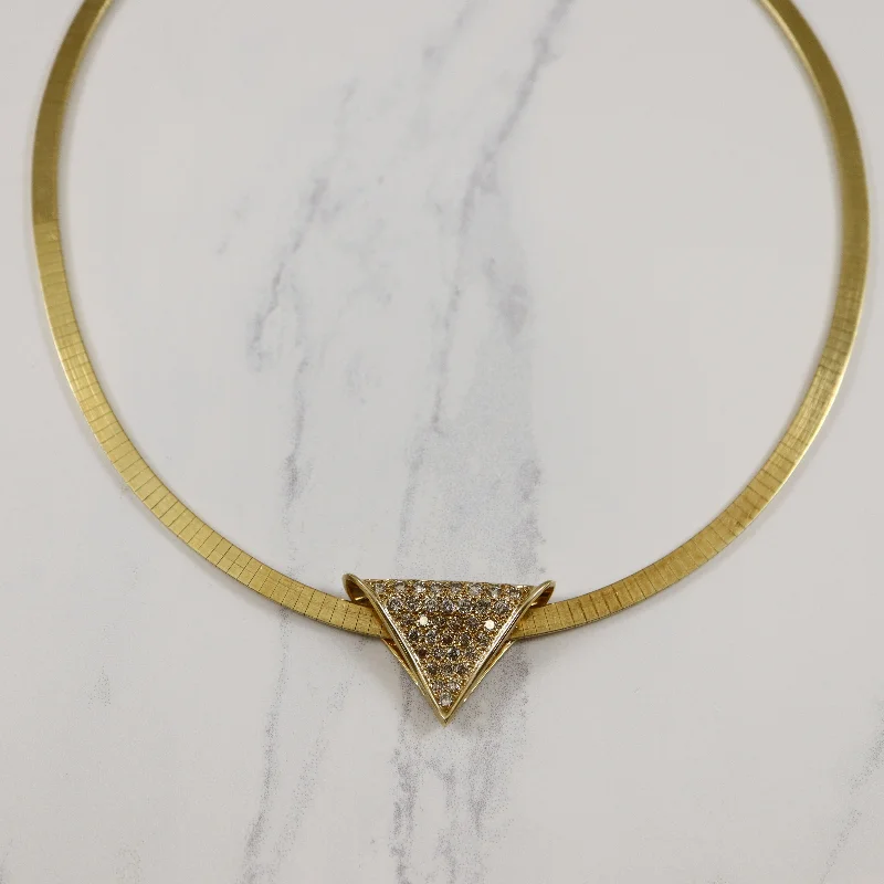 Rope weave necklaces-Diamond Triangle Collar Necklace | 0.90ctw | 16.5" |