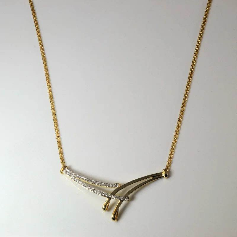 Clean-line necklaces-Pave Diamond Bypass Necklace | 0.12ctw | 17" |