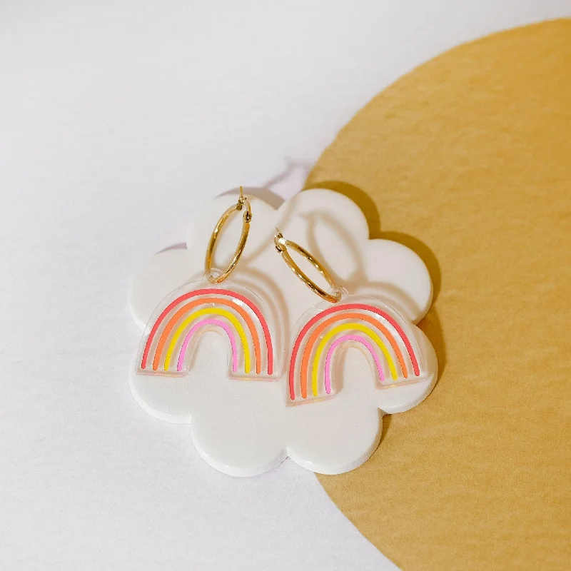 Georgian style earrings-Sunset Rainbow Hoop Earrings