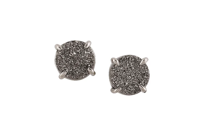 Slim hoop earrings-5 Way Druzy Earrings Studs Silver