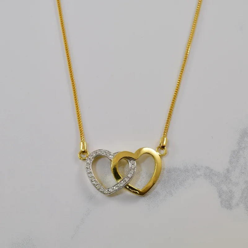 Broad bib necklaces-Diamond Double Heart Necklace | 0.24ctw | 17" |