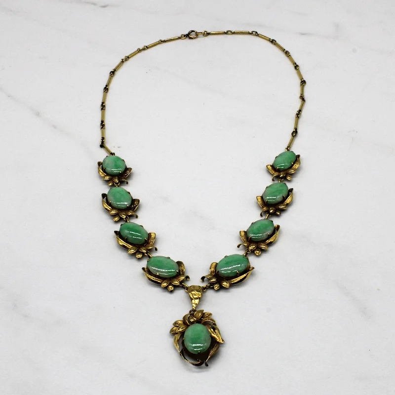 Satin weave necklaces-Jadeite Cabochon Bar Link Necklace | 18.50ctw | 17" |