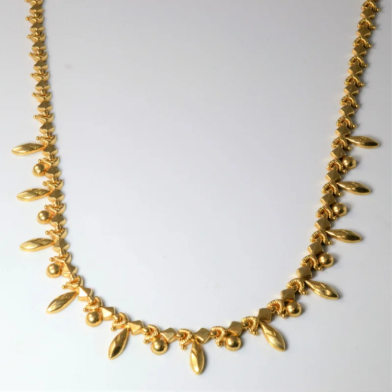 Curved design necklaces-Yellow Gold Drop Bead Necklace | 18" |