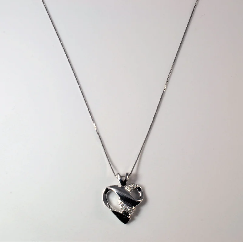 Tie-back necklaces-Diamond Twist Heart Necklace | 0.06ctw | 18" |