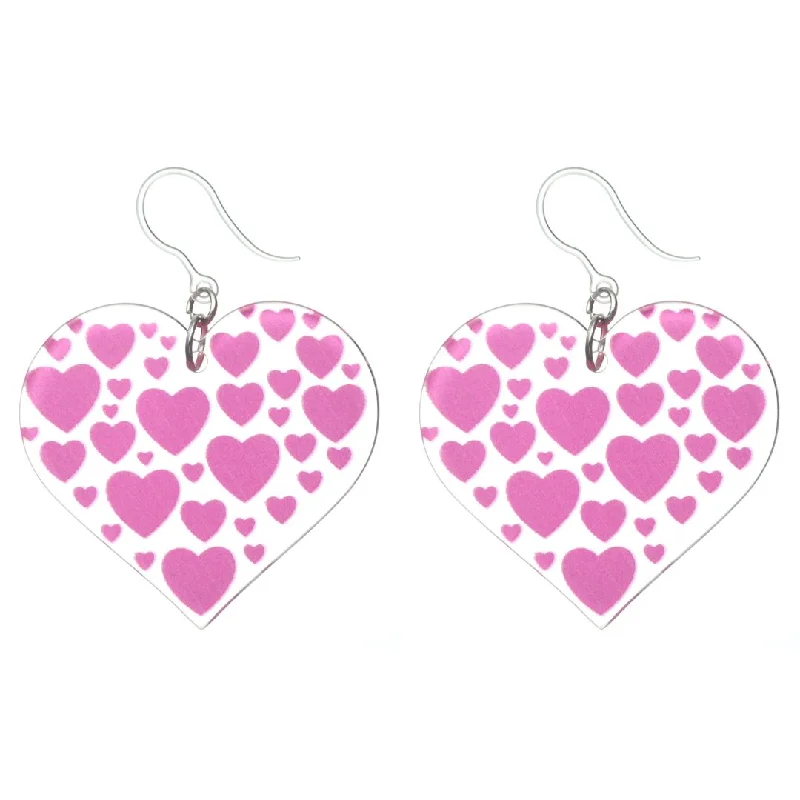 Satin weave earrings-Full of Love Dangles Hypoallergenic Earrings for Sensitive Ears Made with Plastic Posts