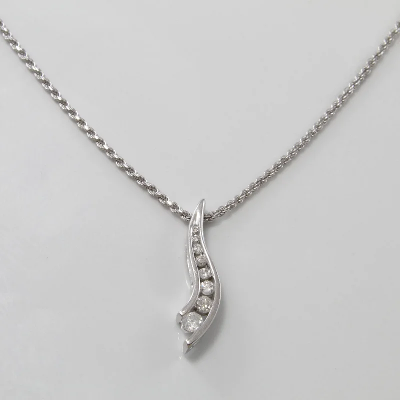 Swinging gem necklaces-Channel Set Diamond Journey Necklace | 0.25ctw | 16" |