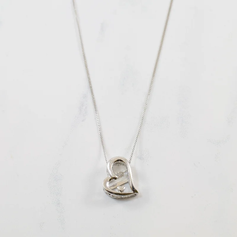 Trio birthstone necklaces-Floating Diamond Heart Necklace | 0.05ct | 18" |