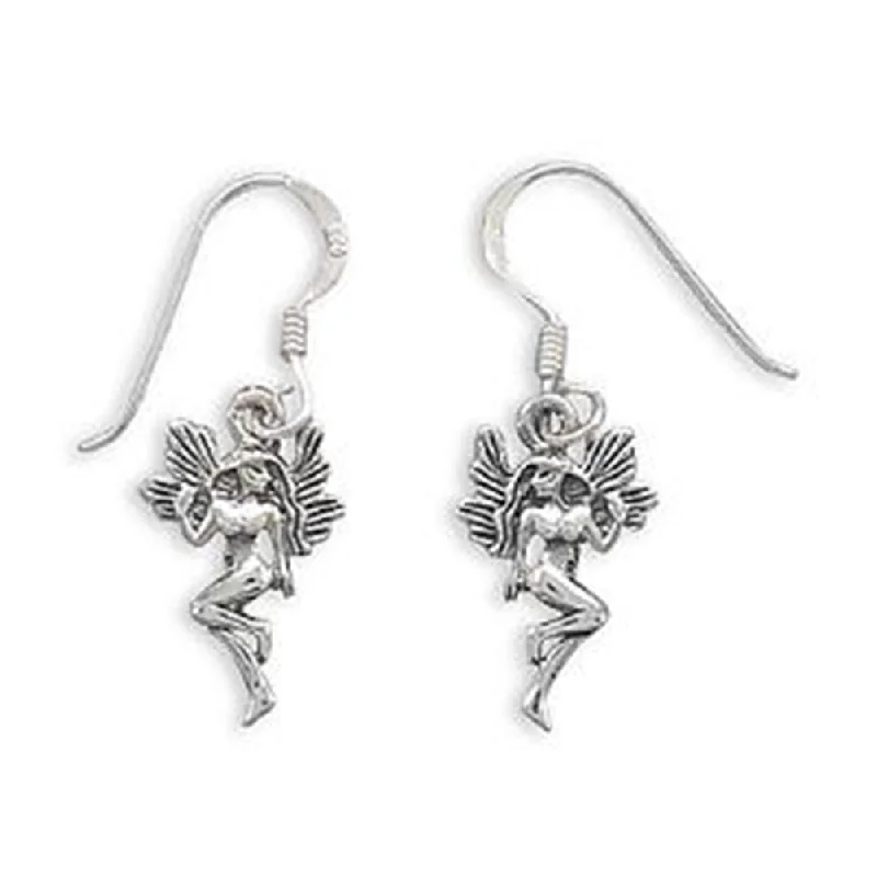 Whisper threader earrings-Fairy Earrings Antique Finish Sterling Silver