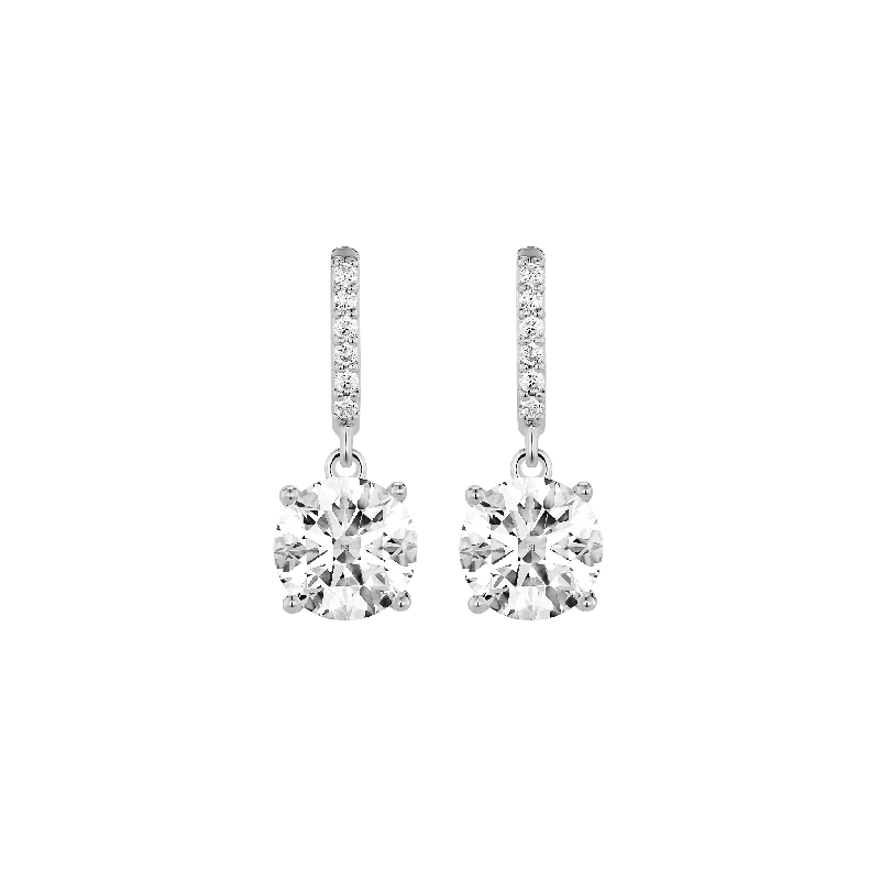 Wicker style earrings-The Round Brilliant Solitaire Drop Earrings