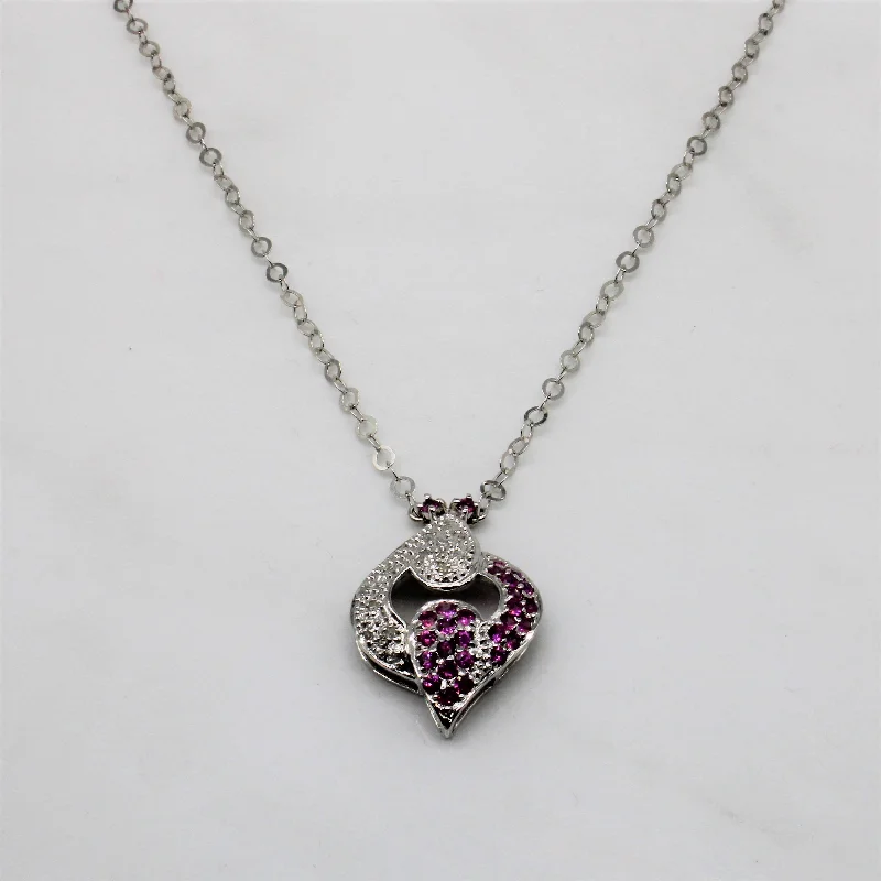 Sapphire pendant necklaces-Pink Sapphire & Diamond Twist Necklace | 0.40cw, 0.07ctw | 18.5" |