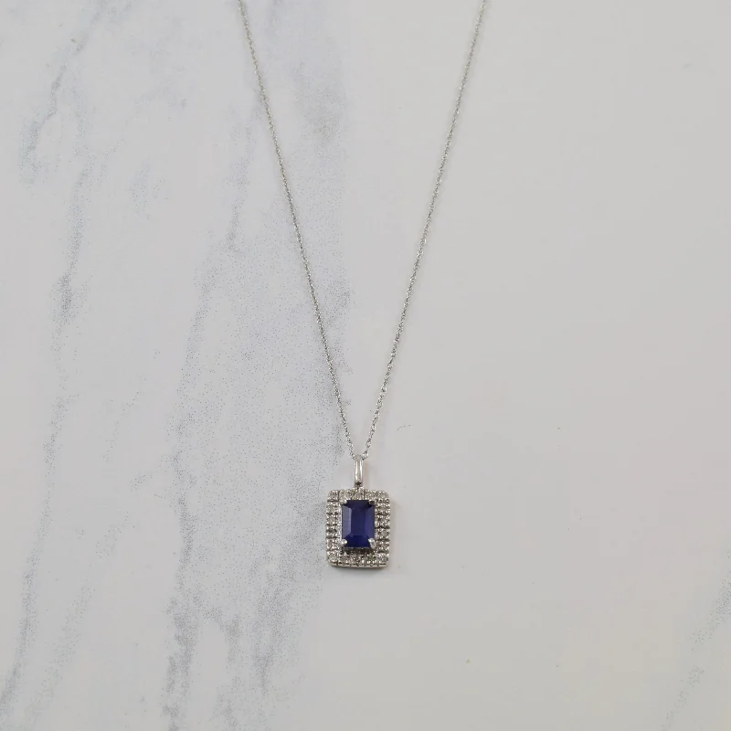 Dove charm necklaces-Blue Sapphire & Diamond Necklace | 0.85ct, 0.04ctw | 19" |