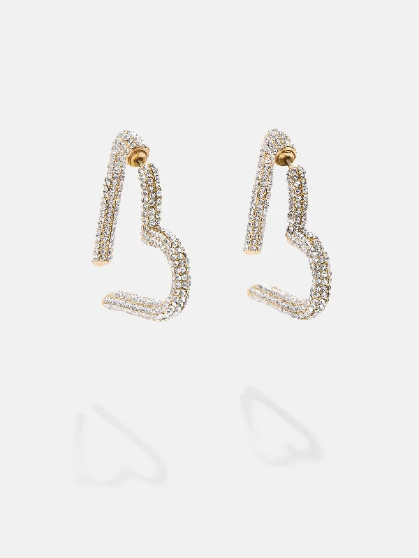 Carved texture earrings-Emory Earrings - Gold/Pavé