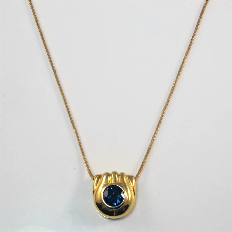 Arched pendant necklaces-Bezel Set Sapphire Necklace | 1.27ct | 20" |