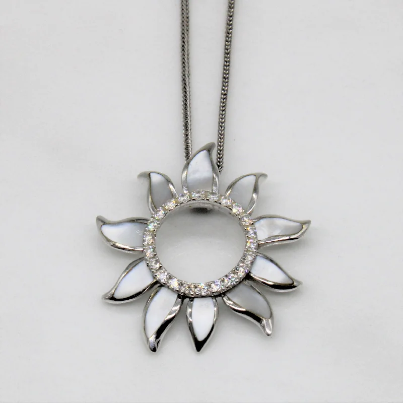 Georgian necklaces-Na Hoku' Diamond & Pearl Sun Necklace | 0.22ctw | 16" |