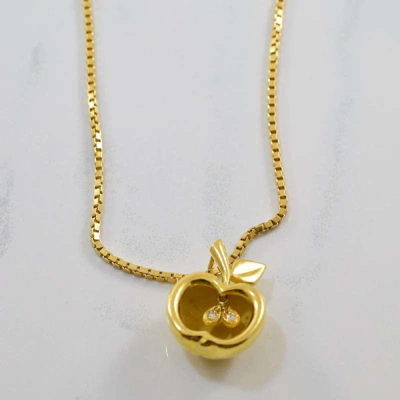 Stellar map necklaces-'Unoaerre' Diamond Apple Necklace | 0.02ctw | SZ 17.5" |