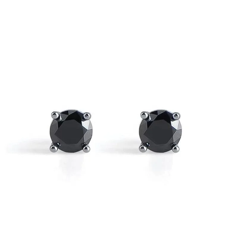 Infinity knot earrings-BLACK & PROUD™ - S925 Black Moissanite Earring Studs in White Gold - 2.0 Carat