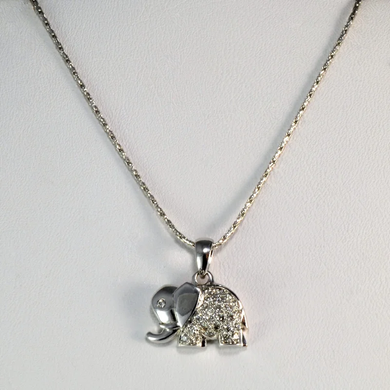 Old coin necklaces-Petite Diamond Elephant Necklace | 0.14 ctw, 18" |