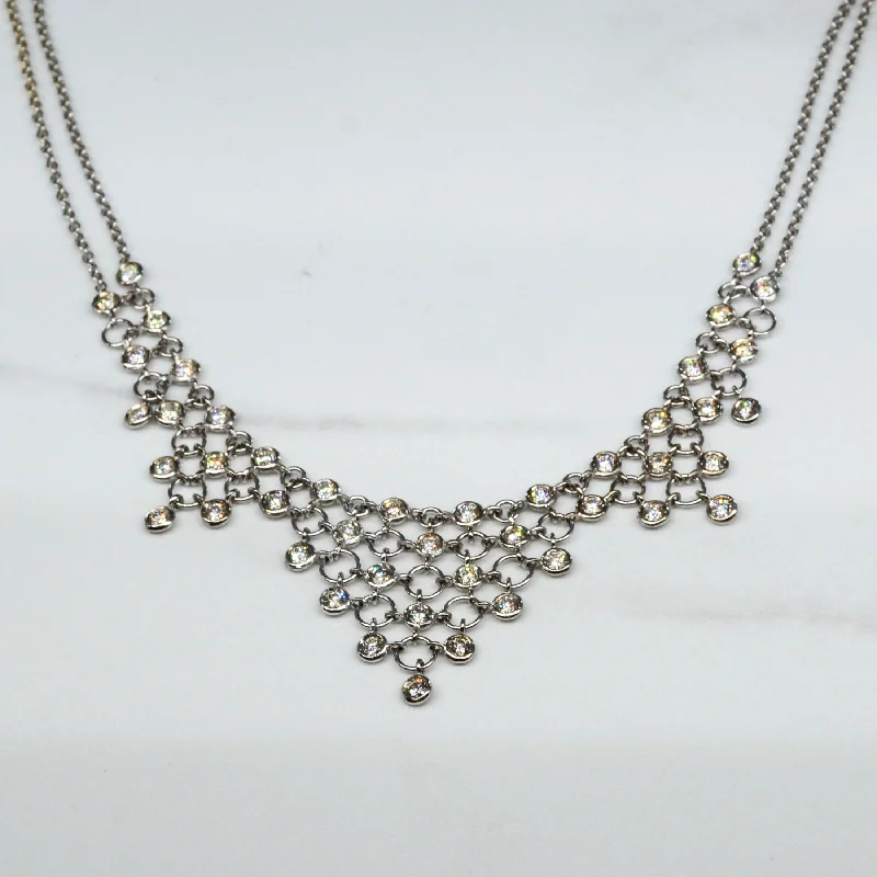 Swinging gem necklaces-Diamond Chain Mail Necklace | 2.70ctw | 17" |