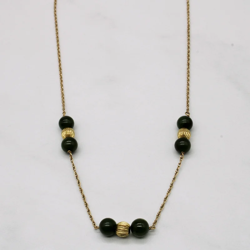 Stellar map necklaces-Nephrite Jade Bead Necklace | 6.00ctw | 15" |